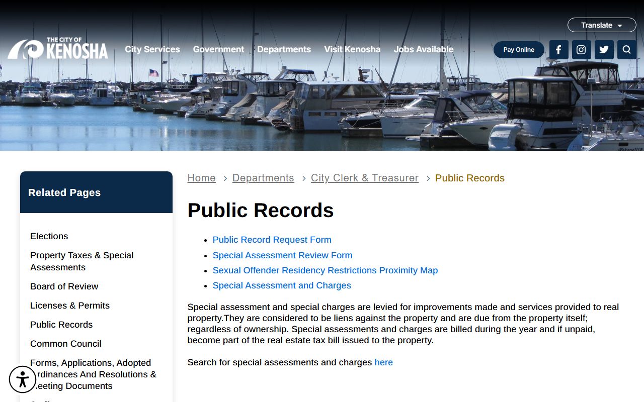 Kenosha Public Records city clerk