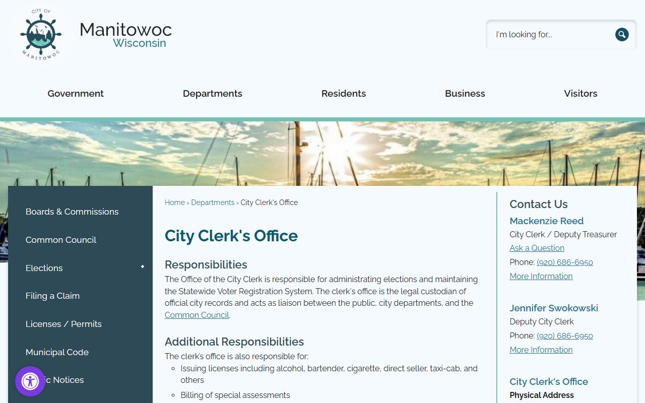 Manitowoc Public Records city clerk