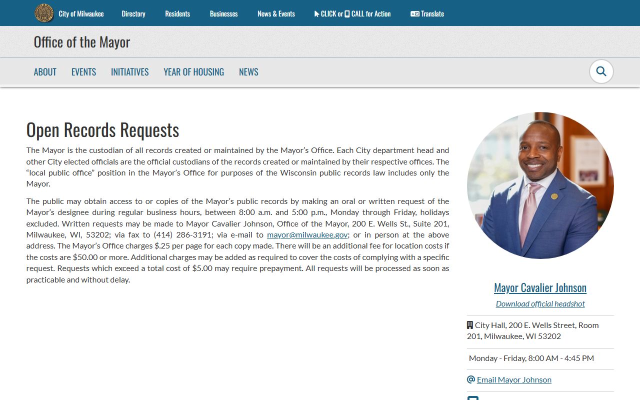 Milwaukee City Public Records open records requests