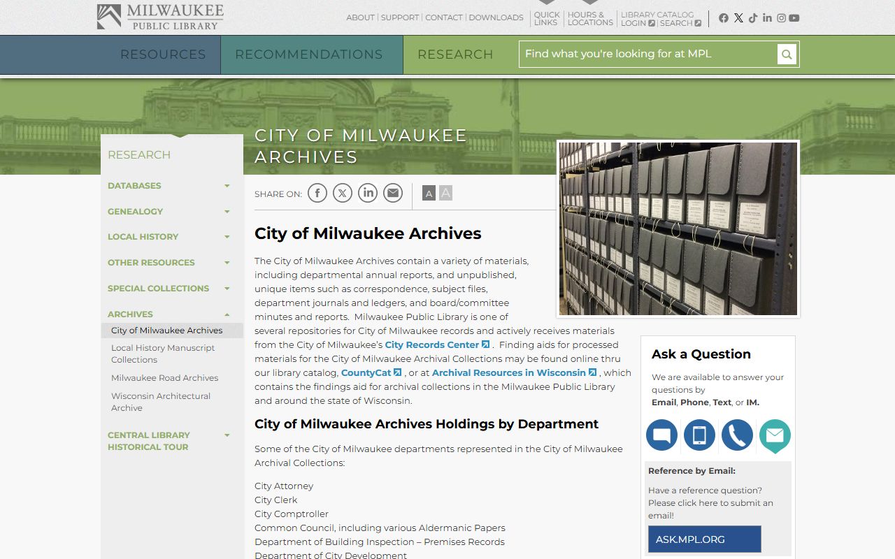 Milwaukee City Public Records city archives