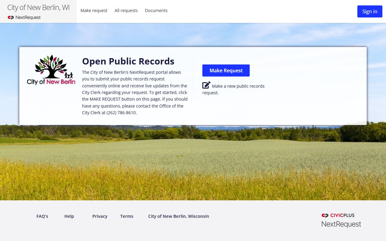 New Berlin Public Records NextRequest portal