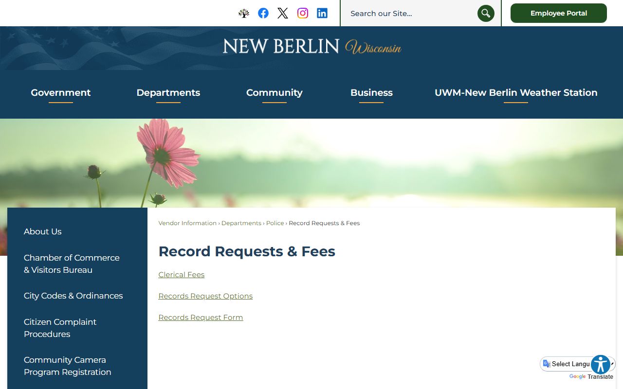 New Berlin Public Records web policies