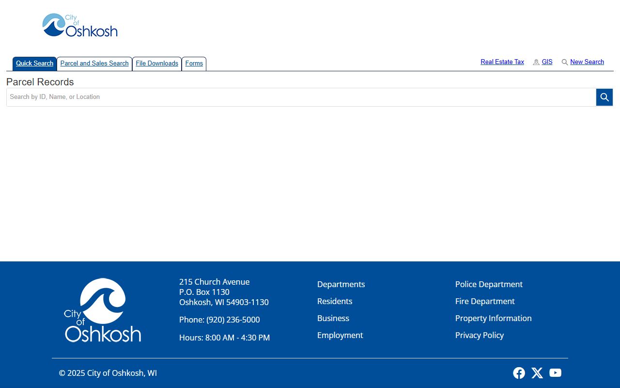 Oshkosh City Public Records property search