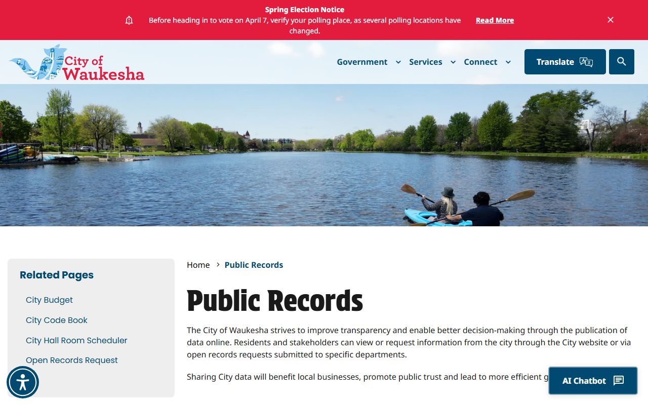 Waukesha Public Records city portal