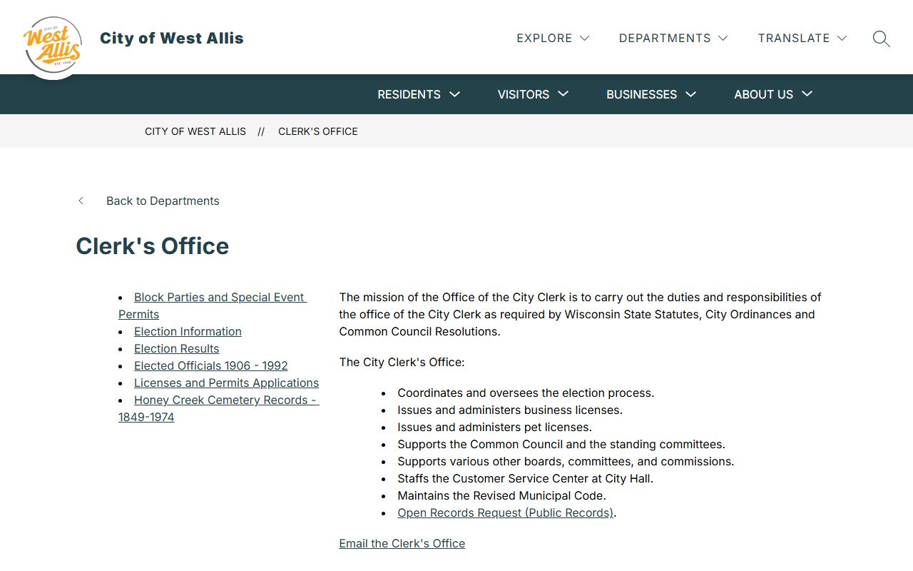 West Allis Public Records city clerk