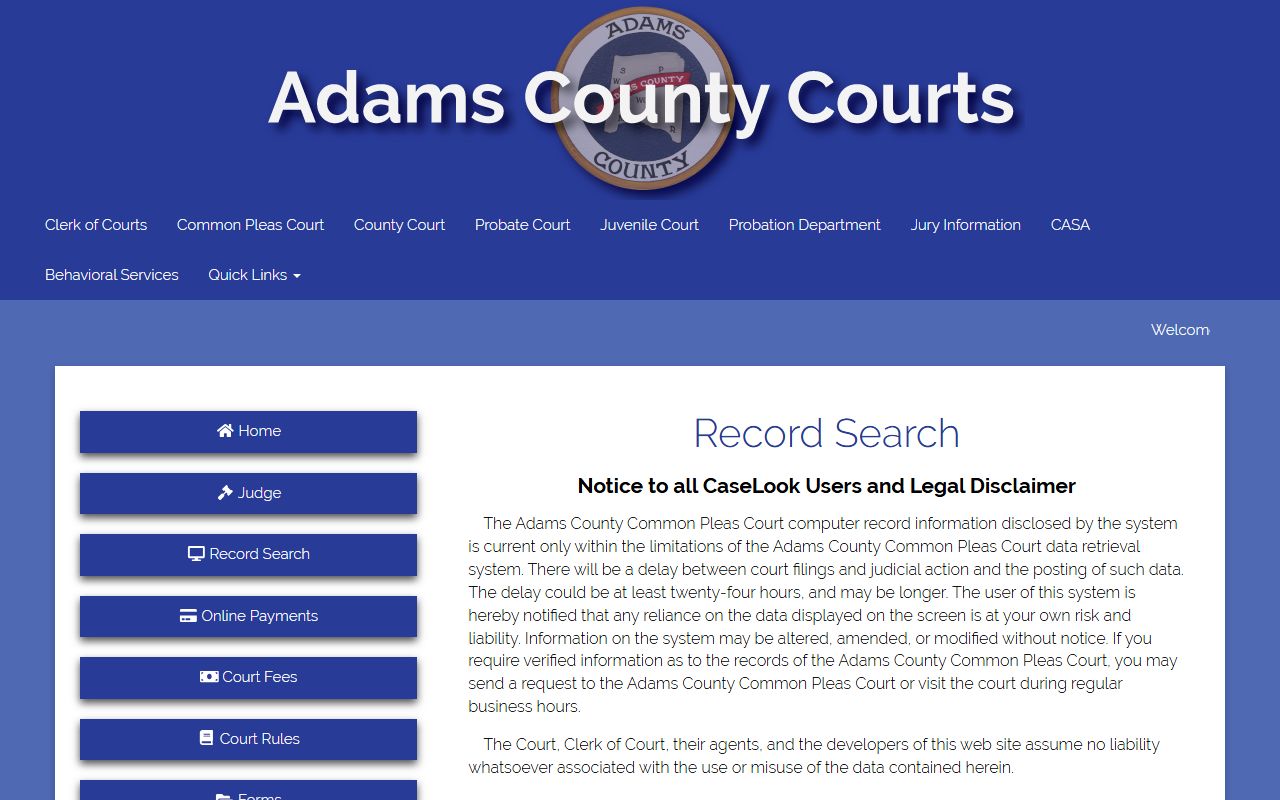 Adams County Public Records court search