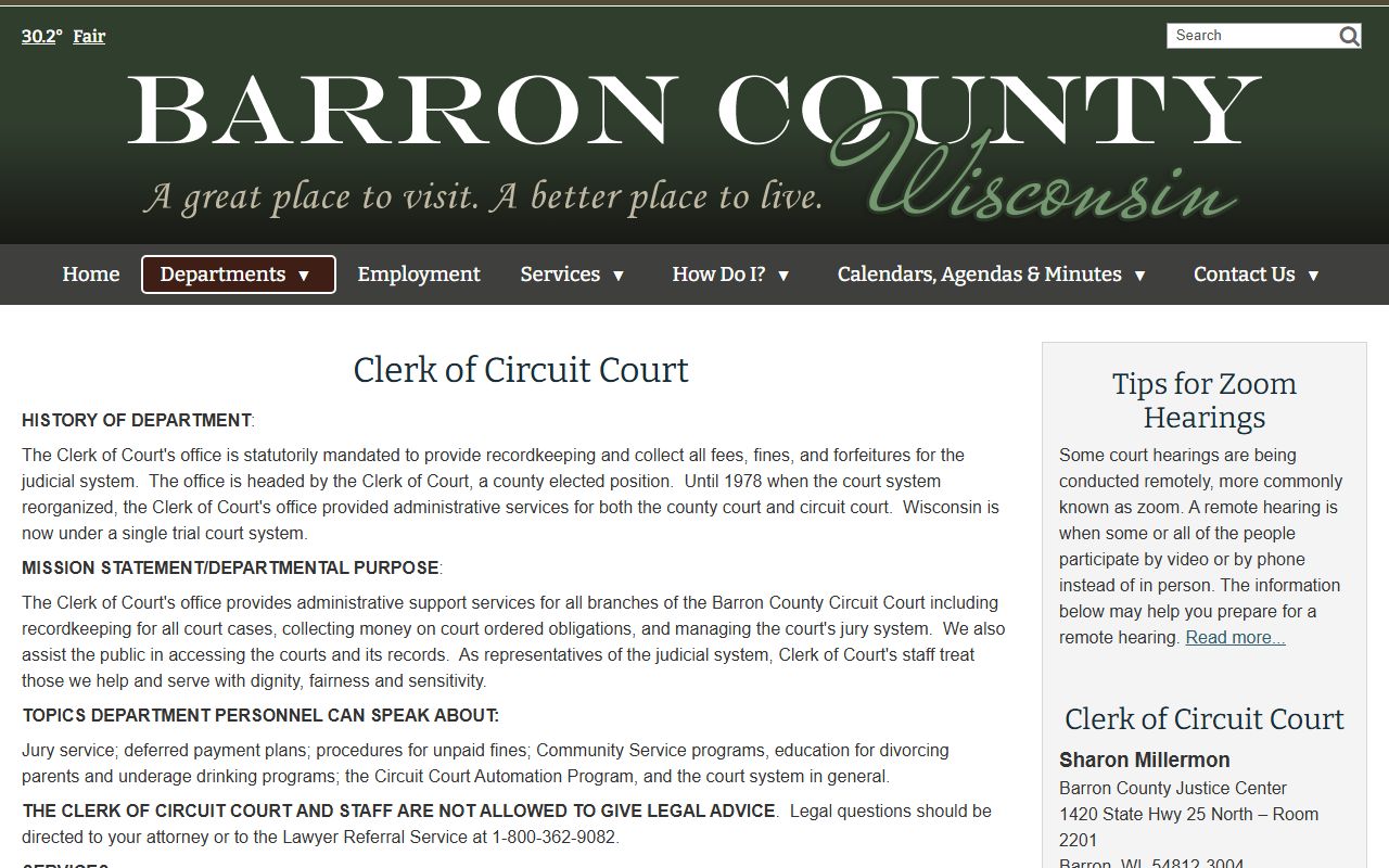 Barron County Public Records clerk of circuit court