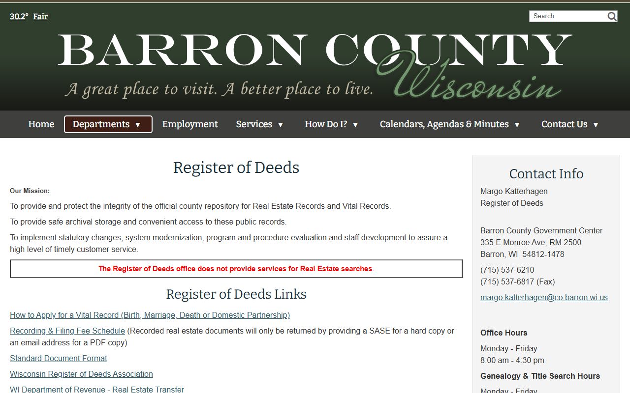 Barron County Public Records register of deeds
