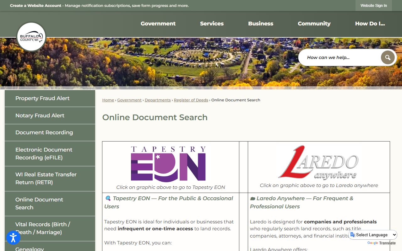 Buffalo County Public Records online document search