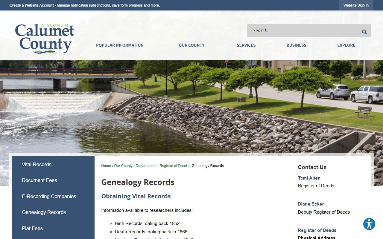 Calumet County Public Records register of deeds