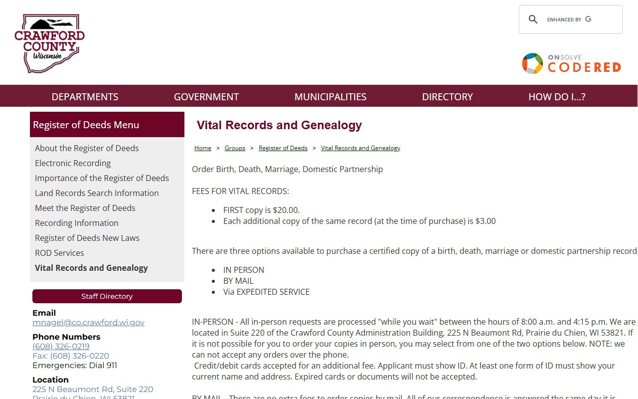 Crawford County Public Records vital records