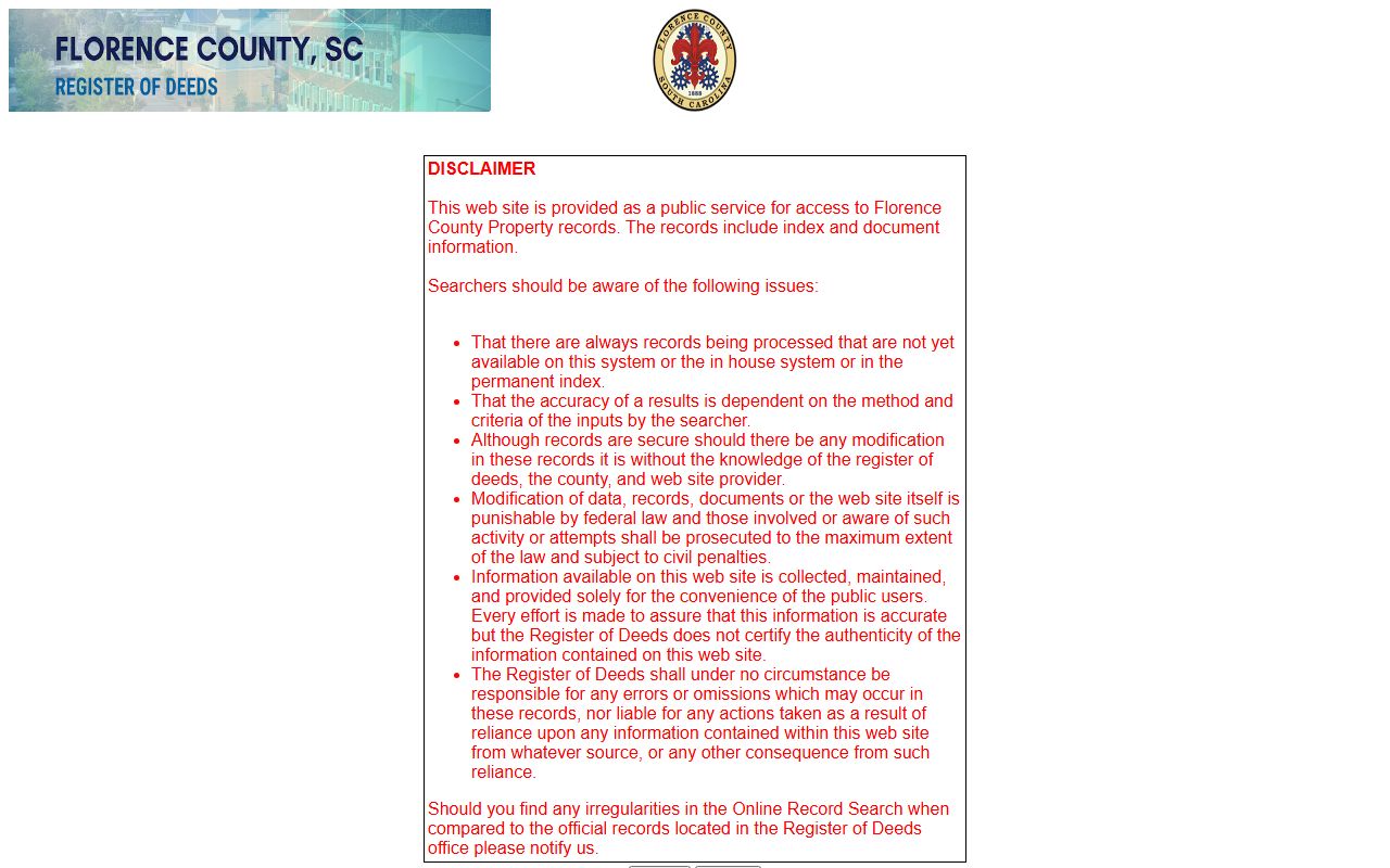 Florence County Public Records LandShark search