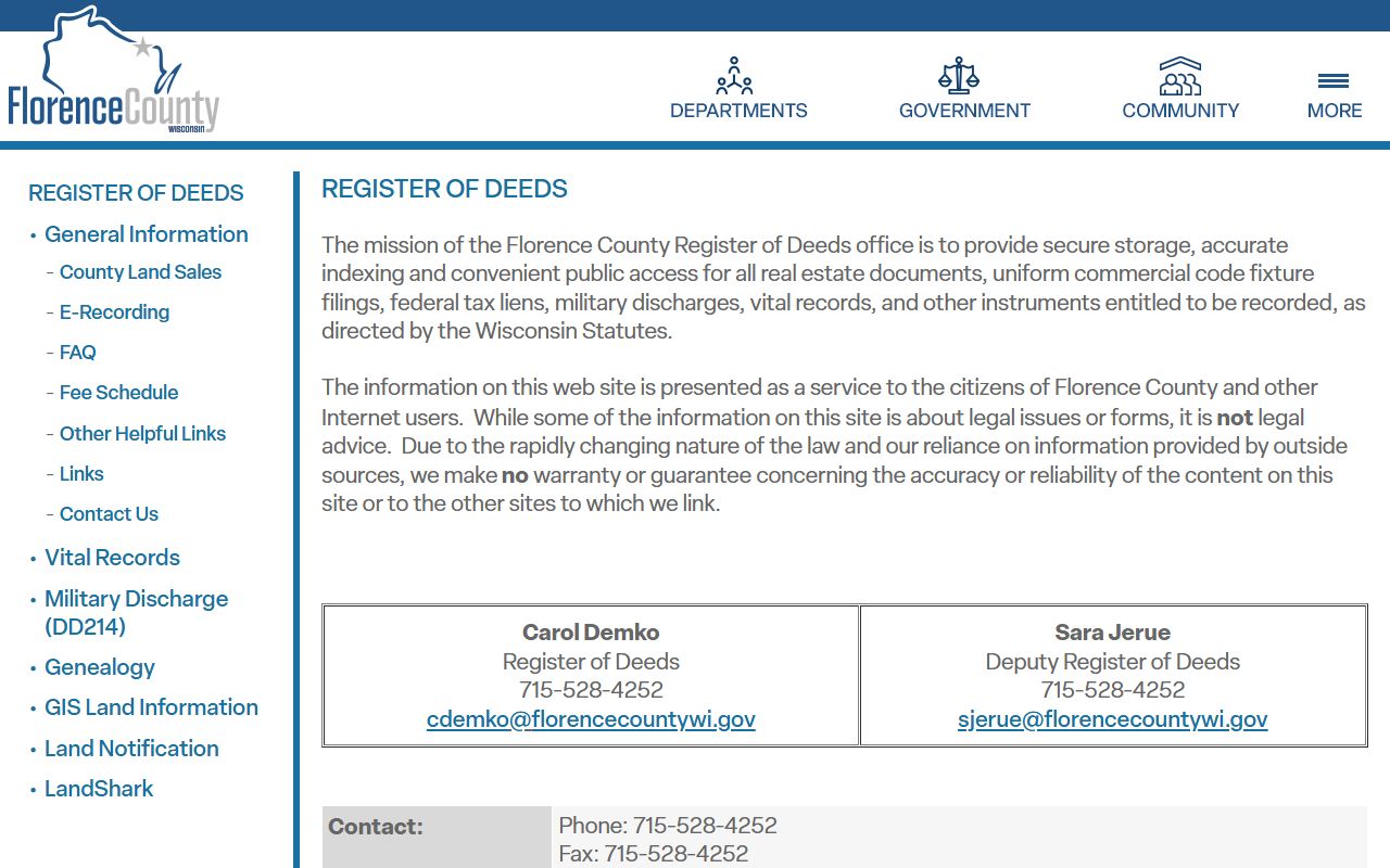 Florence County Public Records register of deeds