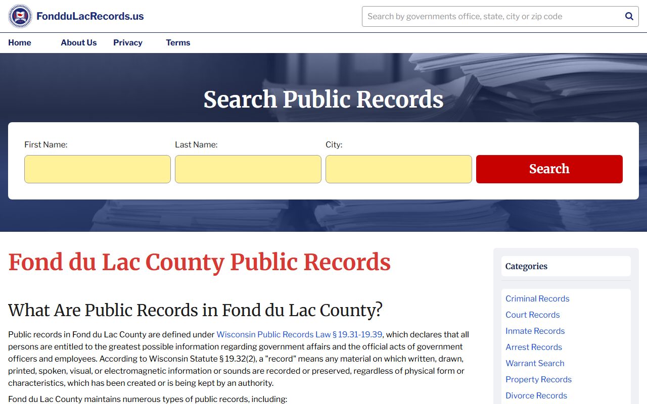 Fond du Lac County Public Records register of deeds