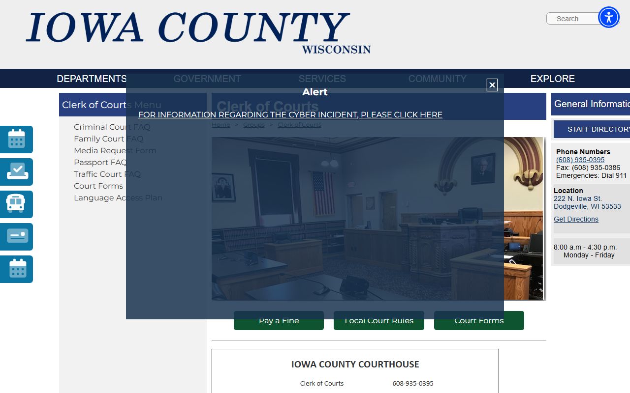 Iowa County Public Records clerk of courts