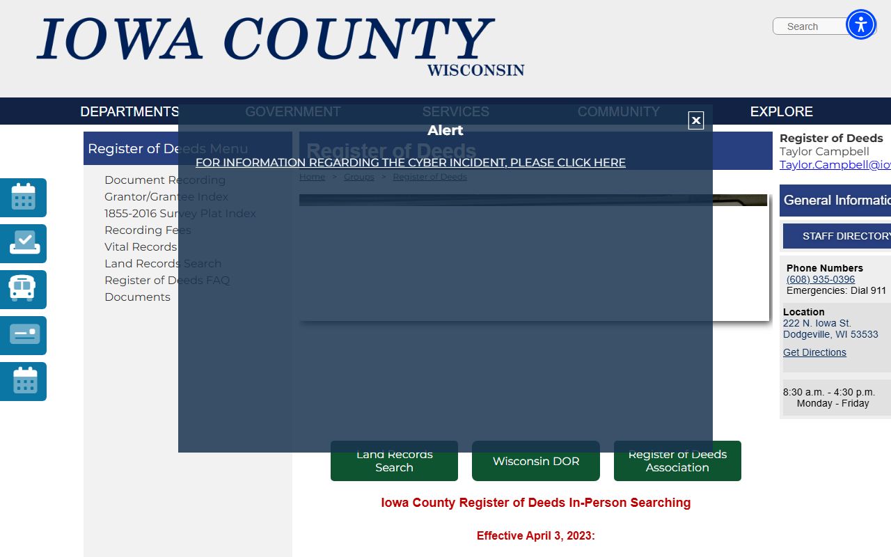 Iowa County Public Records register of deeds