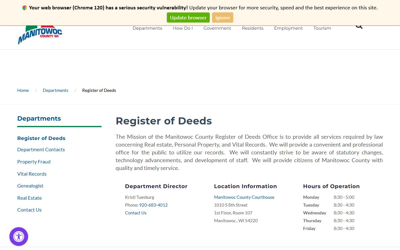 Manitowoc County Public Records register of deeds