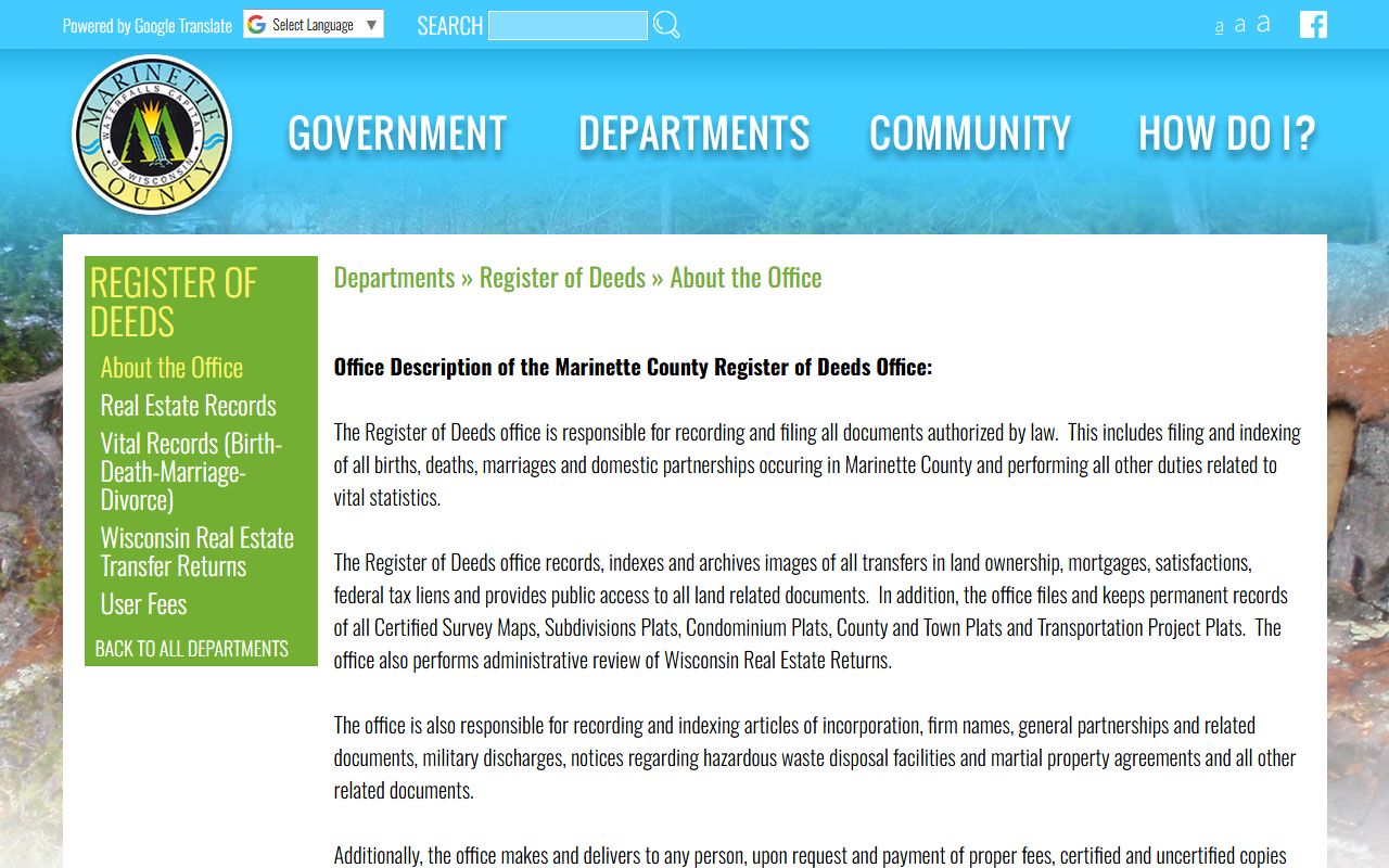 Marinette County Public Records register of deeds