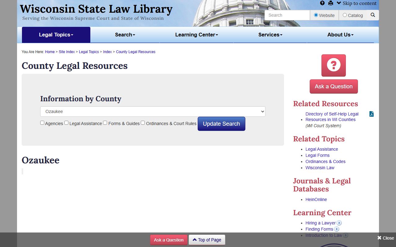 Ozaukee County Public Records legal resources