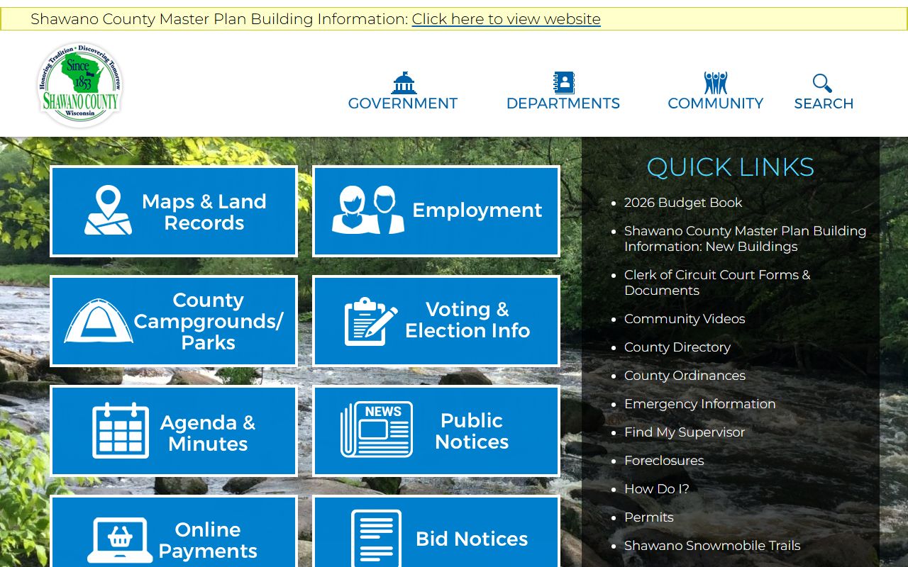 Shawano County Public Records official website