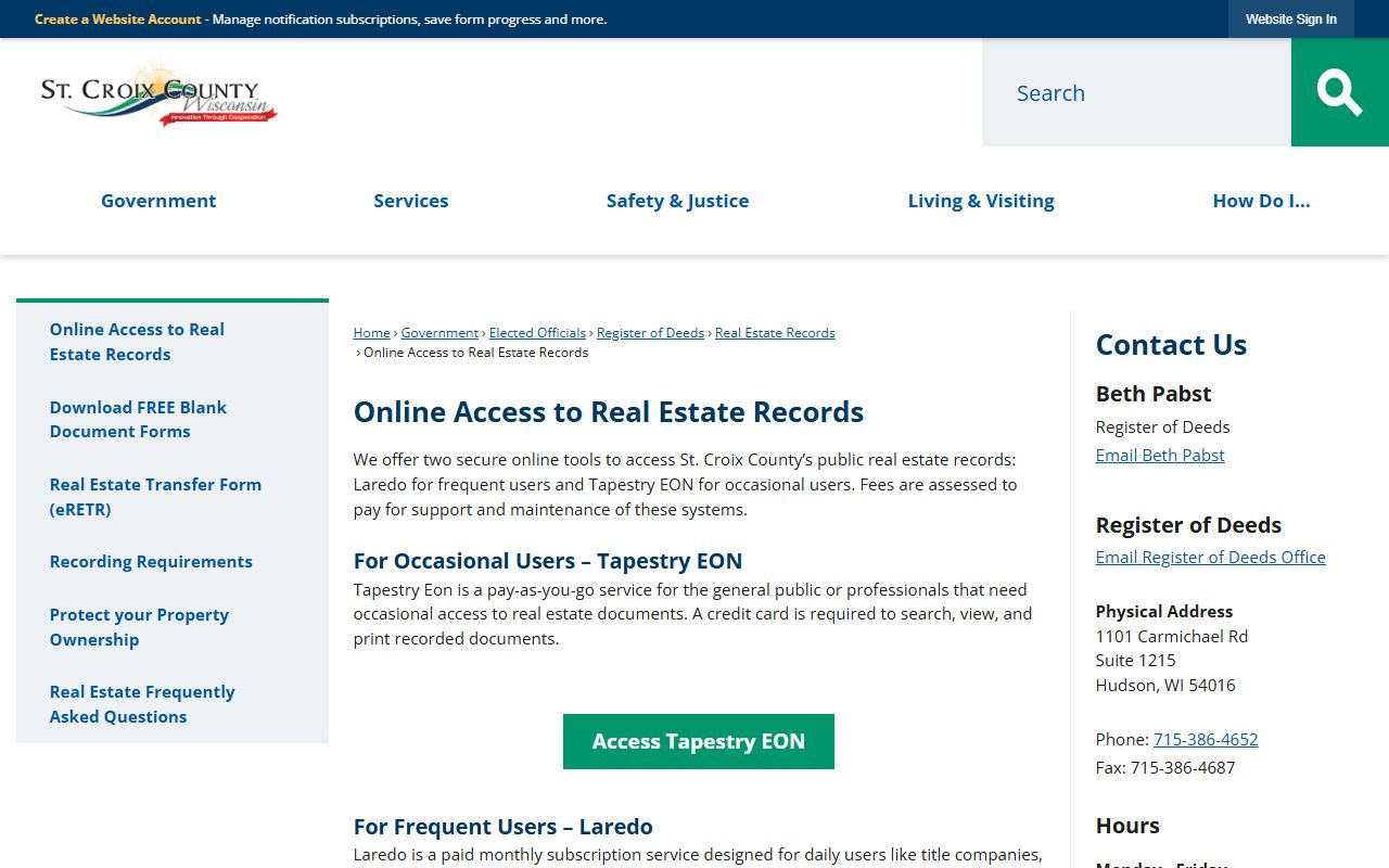 St. Croix County Public Records real estate records