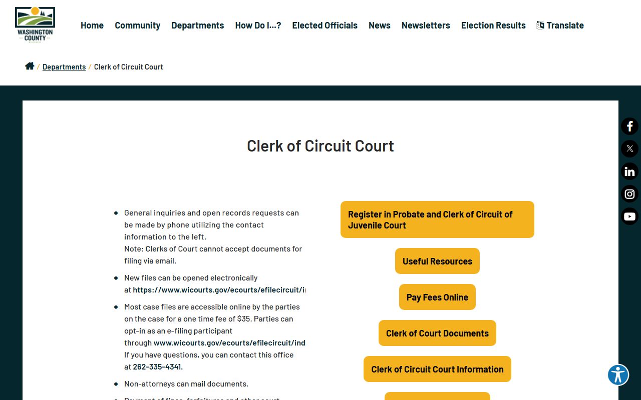Washington County Public Records clerk of courts