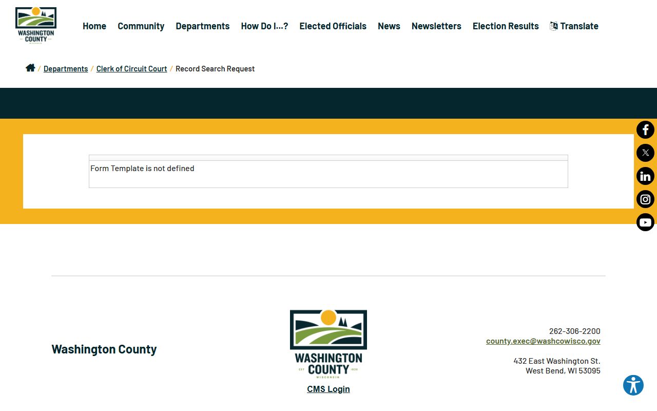 Washington County Public Records record search request