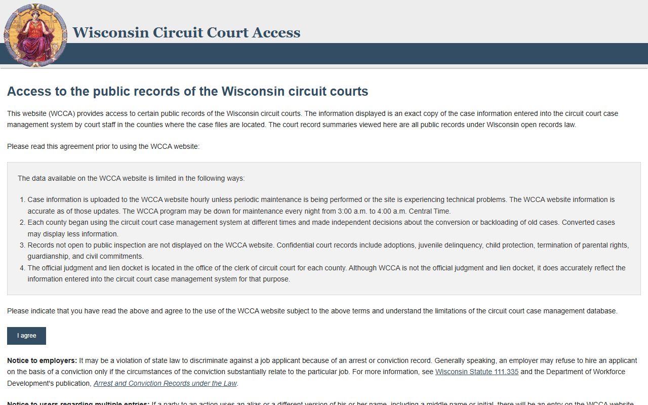 Wisconsin Public Records circuit court access